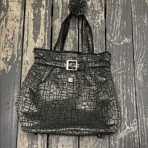 Diane Von Furstenberg DVF Logo Laptop Tote Bag Gray Black Carry On Travel